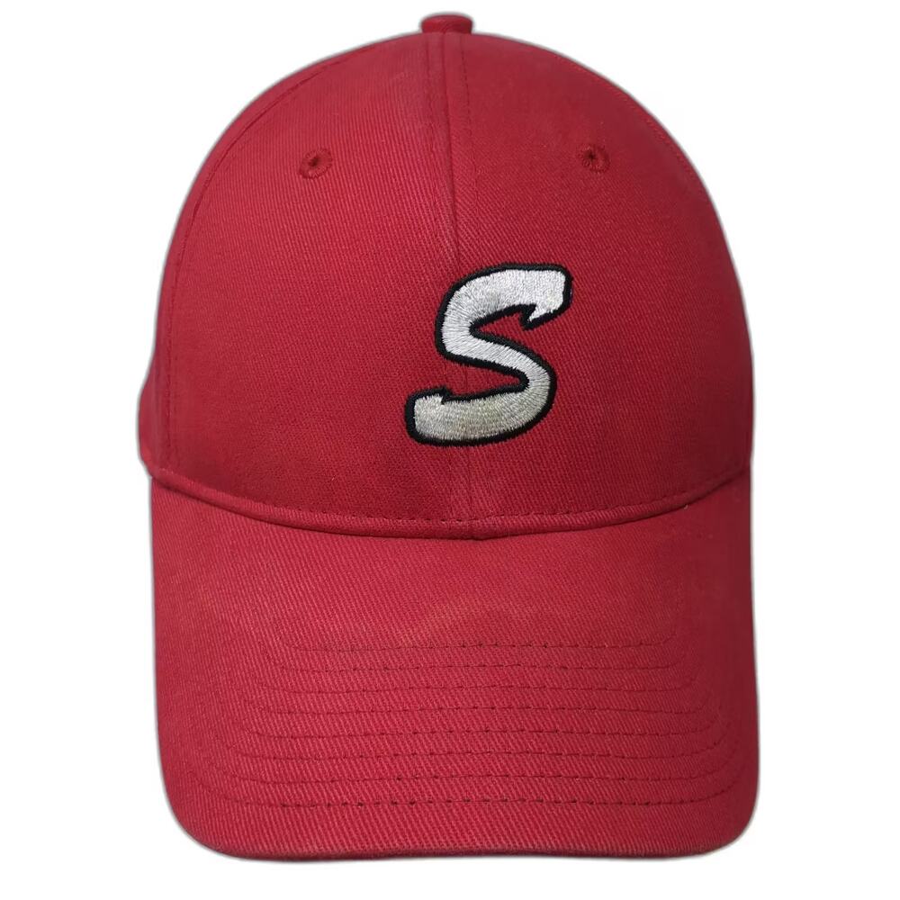 Proflex Baseball Cap Red Gray XL Embroidered S Letter Stretch Fit Curved Hat